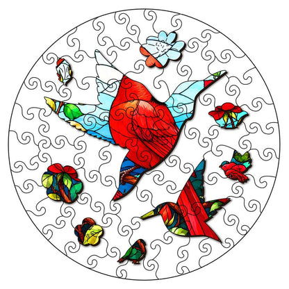 Wooden Jigsaw Puzzles Cardinal Rose - Stained Glass Jigsaw Puzzle