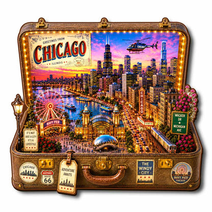 Chicago Travel Case - Wooden Jigsaw Puzzle