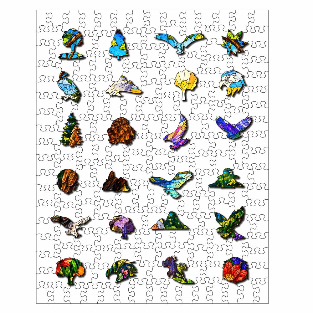 Wooden Jigsaw Puzzles Eagle Sunrise - Stained Glass Jigsaw Puzzle