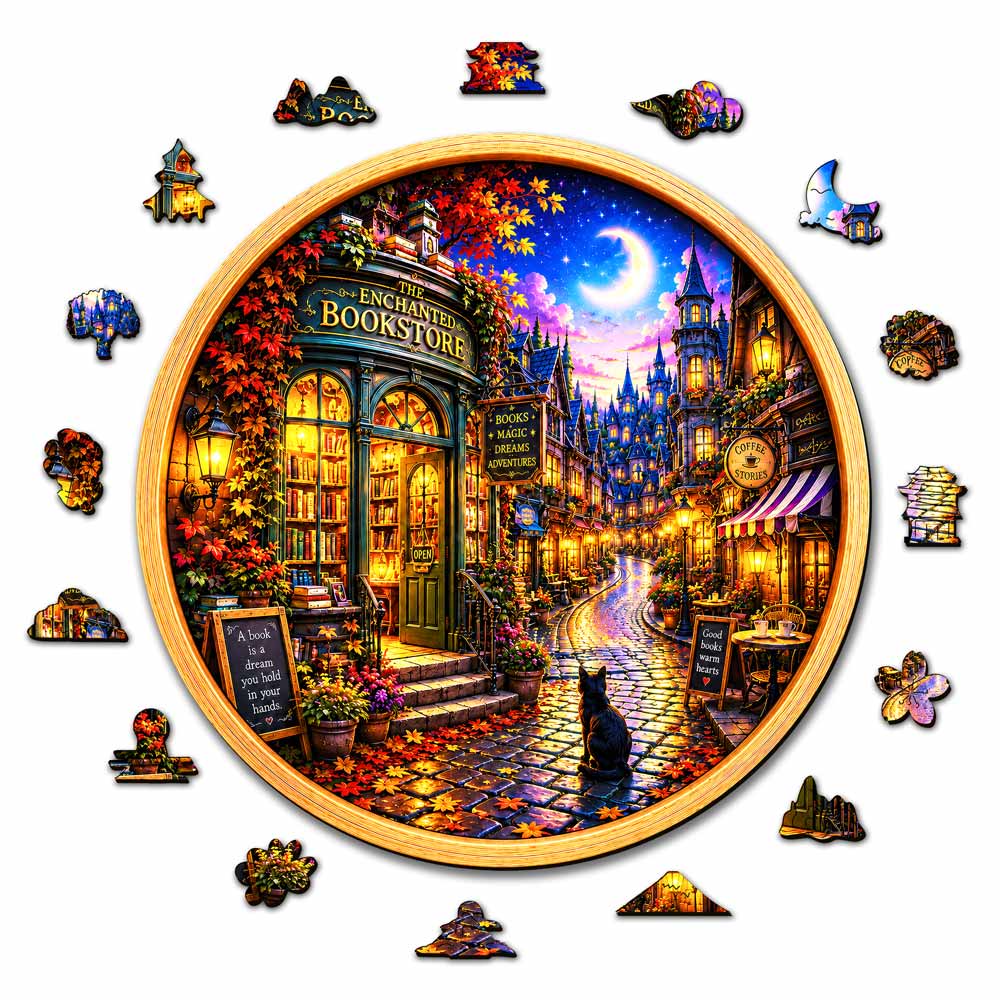 Enchanted Book Store - Wooden Jigsaw Puzzle