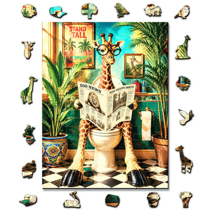 Toilet Giraffe - Wooden Jigsaw Puzzle