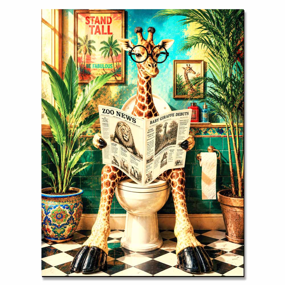 Toilet Giraffe - Wooden Jigsaw Puzzle