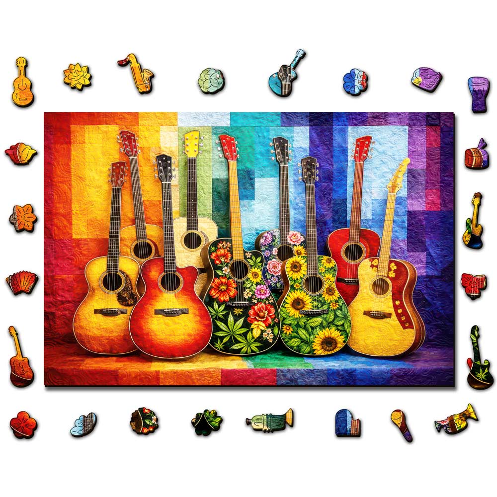 Guitar Harmony - Wooden Jigsaw Puzzle