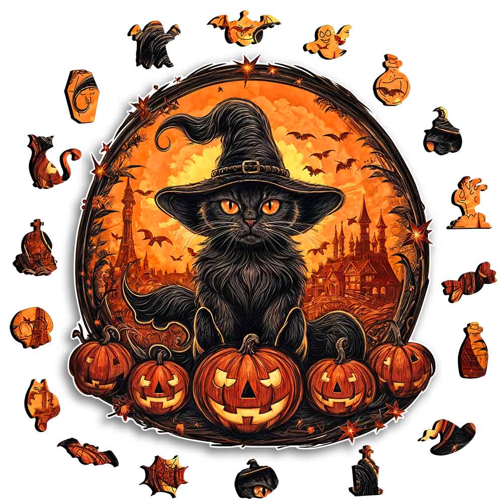 Black cat - Wooden Jigsaw Puzzle