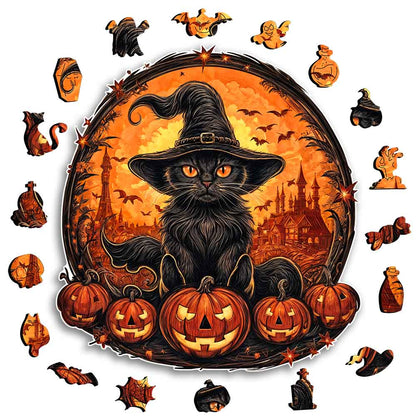 Black cat - Wooden Jigsaw Puzzle