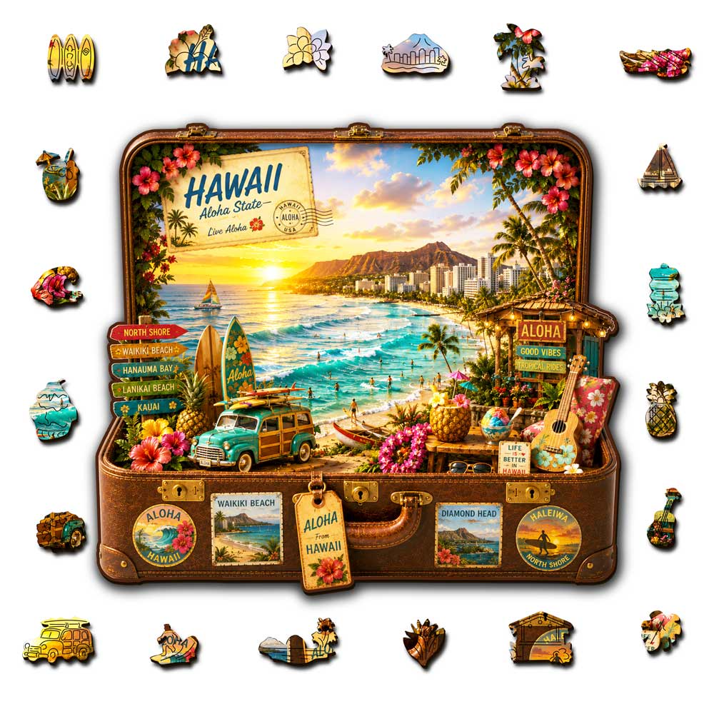 Hawaii Travel Case - Wooden Jigsaw Puzzle