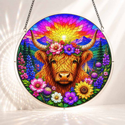 Acrylic Jigsaw Puzzle Suncatcher - Highland Cow