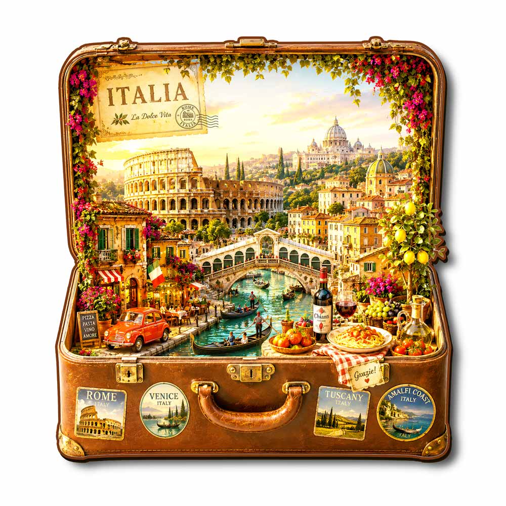 Italia Travel Case - Wooden Jigsaw Puzzle