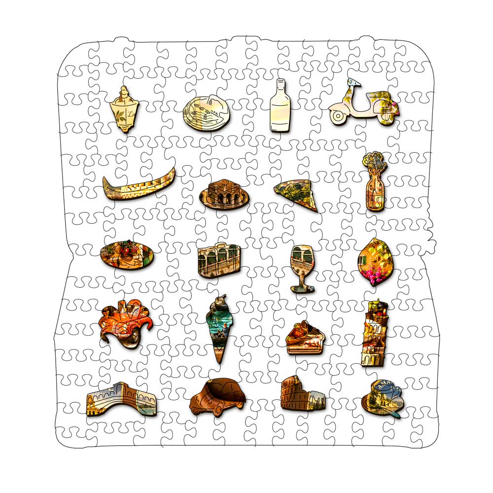 Italia Travel Case - Wooden Jigsaw Puzzle