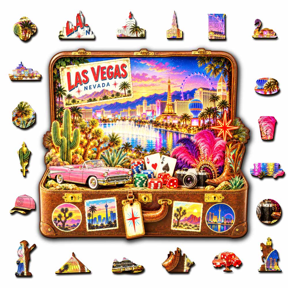 Animal Jigsaw Puzzle > Wooden Jigsaw Puzzle > Jigsaw Puzzle A5/Small Las Vegas Travel Case - Wooden Jigsaw Puzzle