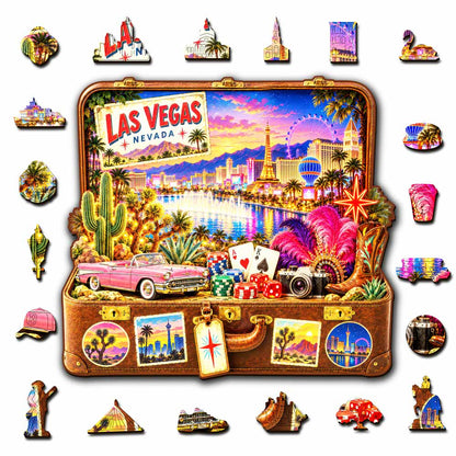 Animal Jigsaw Puzzle > Wooden Jigsaw Puzzle > Jigsaw Puzzle A5/Small Las Vegas Travel Case - Wooden Jigsaw Puzzle