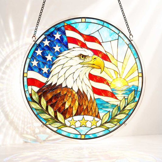 Acrylic Jigsaw Puzzle Suncatcher - Liberty Eagle Sunrise