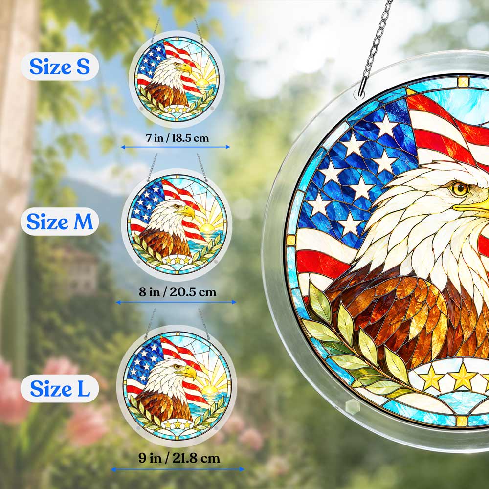 Acrylic Jigsaw Puzzle Suncatcher - Liberty Eagle Sunrise
