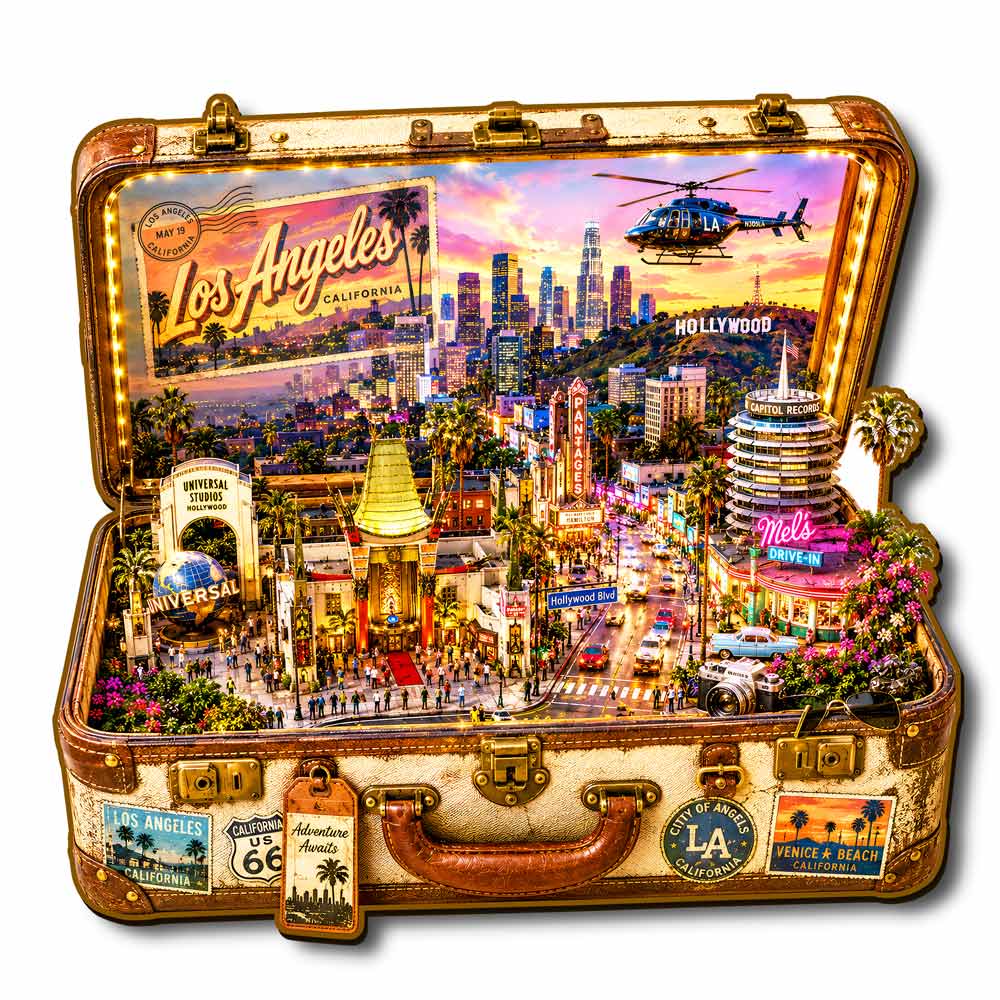 Los Angeles Travel Case - Wooden Jigsaw Puzzle