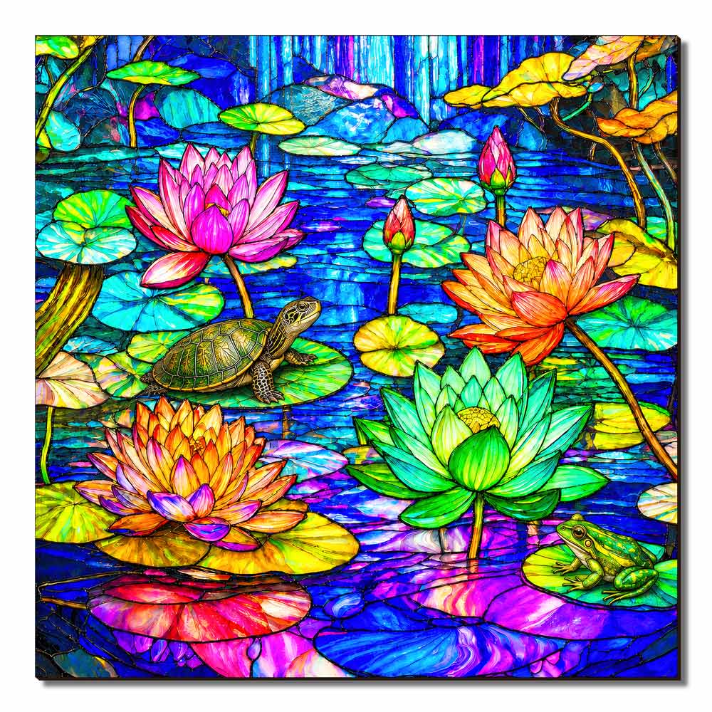 Wooden Jigsaw Puzzles Lotus Serenity - Stained Glass Jigsaw Puzzle