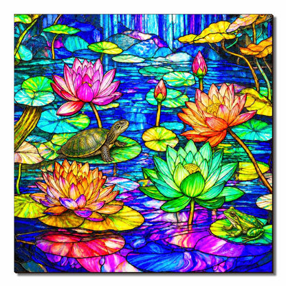 Wooden Jigsaw Puzzles Lotus Serenity - Stained Glass Jigsaw Puzzle