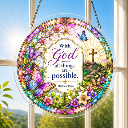 Acrylic Jigsaw Puzzle Suncatcher - Matthew 19:26