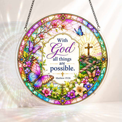 Acrylic Jigsaw Puzzle Suncatcher - Matthew 19:26