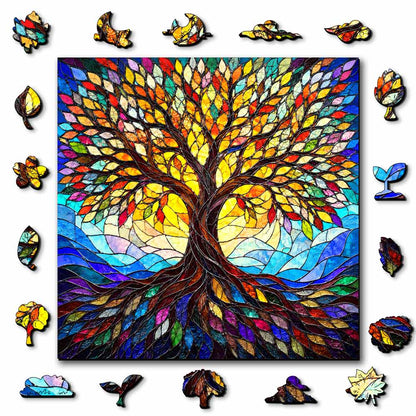 Wooden Jigsaw Puzzles A5 Mosaic Tree - Stained Glass Jigsaw Puzzle