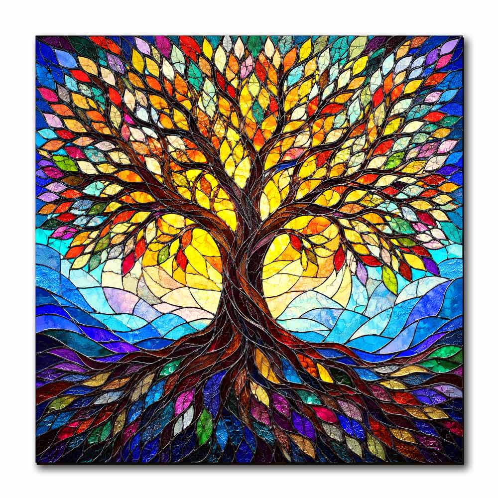Wooden Jigsaw Puzzles Mosaic Tree - Stained Glass Jigsaw Puzzle