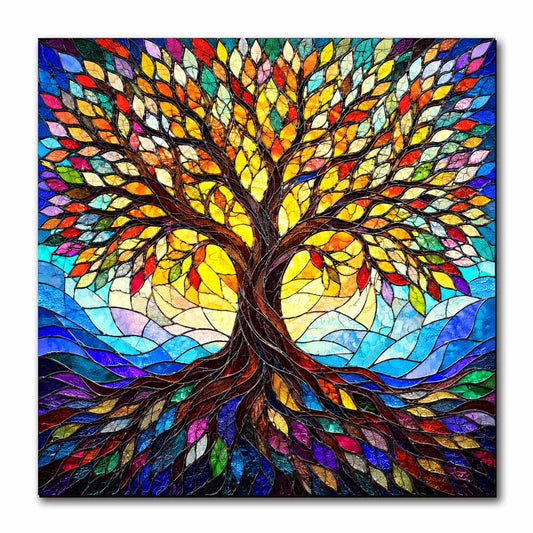 Wooden Jigsaw Puzzles Mosaic Tree - Stained Glass Jigsaw Puzzle