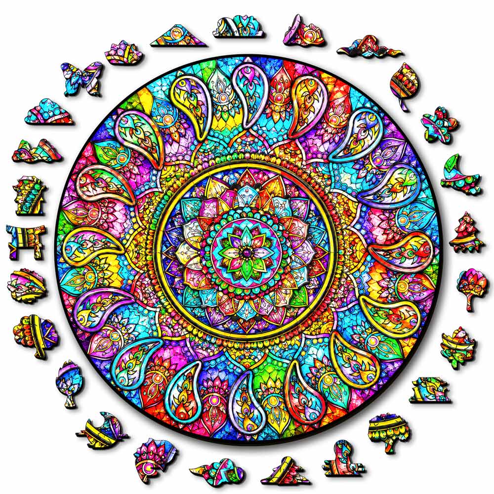 Wooden Jigsaw Puzzles A5 Mystic Mandala - Stained Glass Jigsaw Puzzle