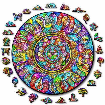 Wooden Jigsaw Puzzles A5 Mystic Mandala - Stained Glass Jigsaw Puzzle