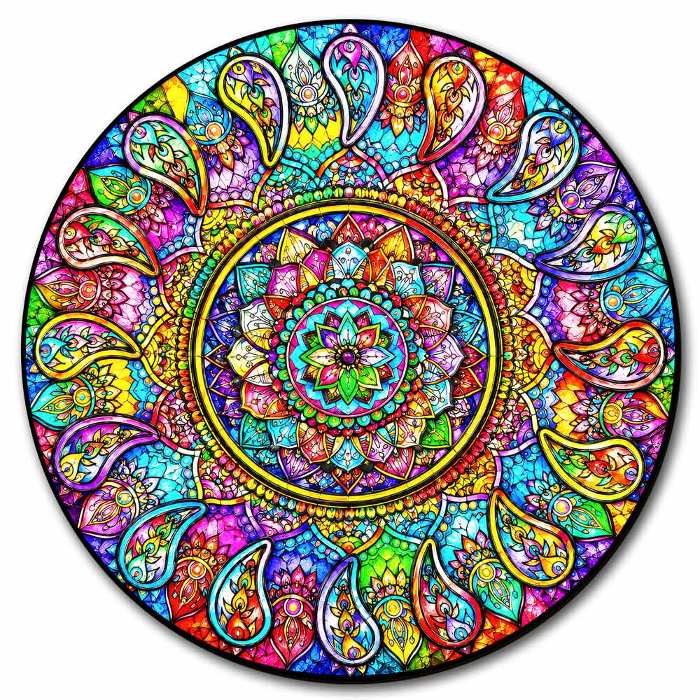 Wooden Jigsaw Puzzles Mystic Mandala - Stained Glass Jigsaw Puzzle