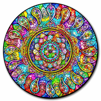 Wooden Jigsaw Puzzles Mystic Mandala - Stained Glass Jigsaw Puzzle