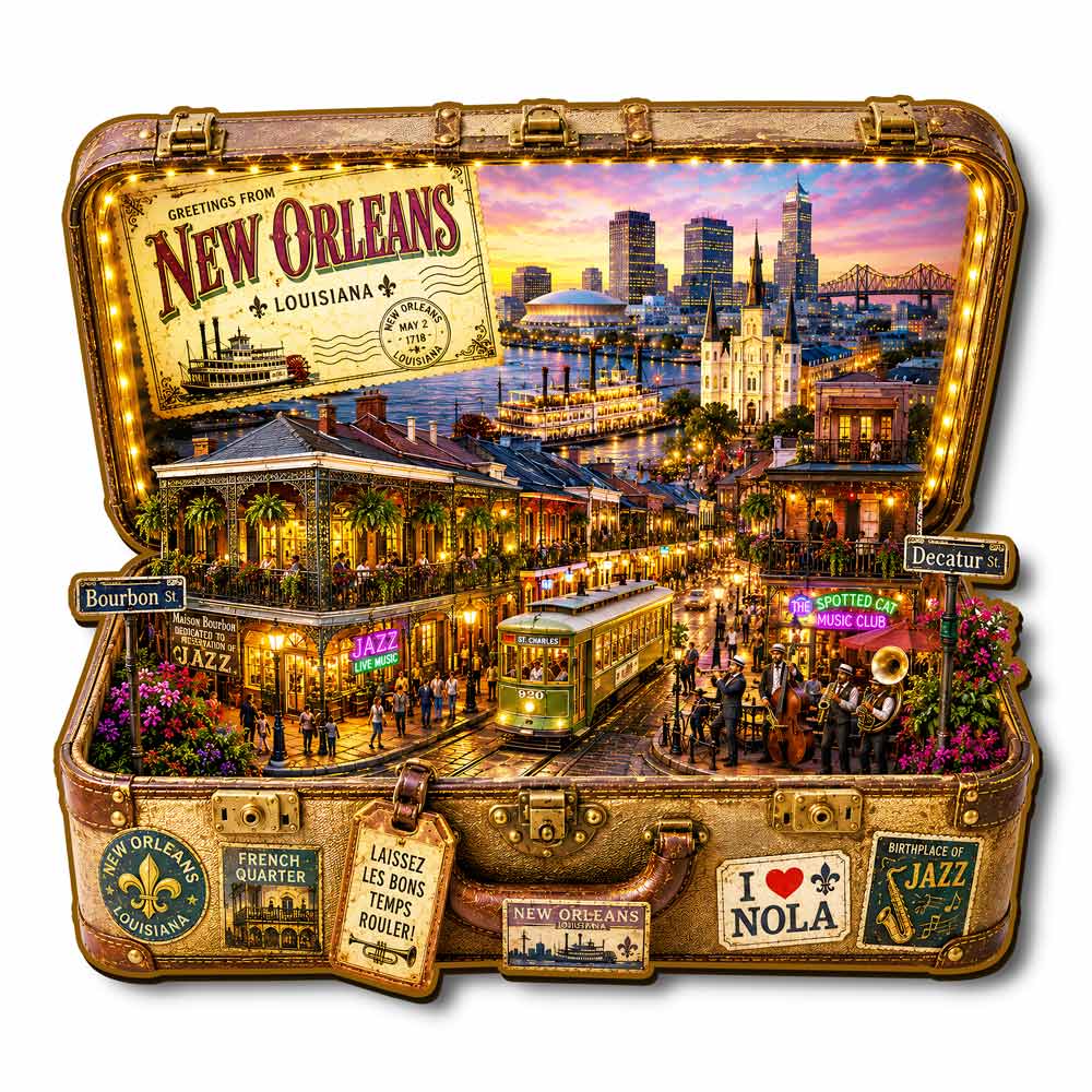 New Orleans Travel Case - Wooden Jigsaw Puzzle