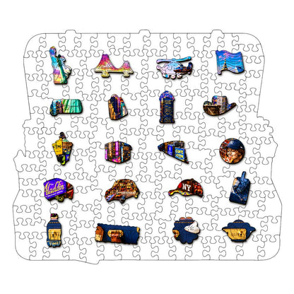 New York Travel Case - Wooden Jigsaw Puzzle