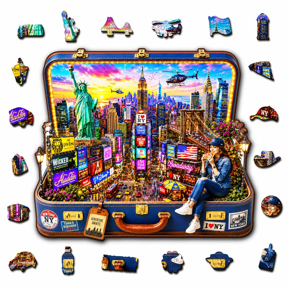 New York Travel Case - Wooden Jigsaw Puzzle