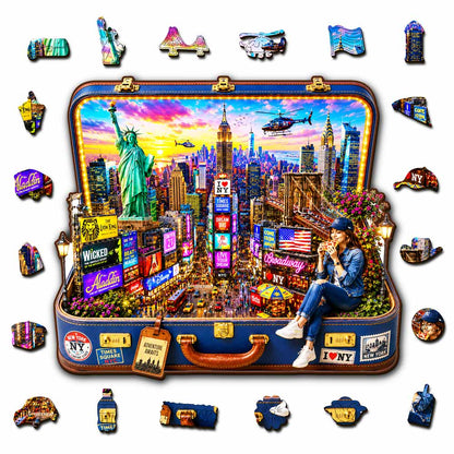 New York Travel Case - Wooden Jigsaw Puzzle