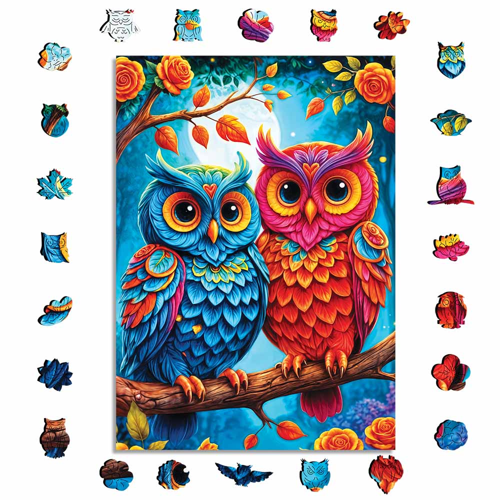 Moonlight Owls - Wooden Jigsaw Puzzle
