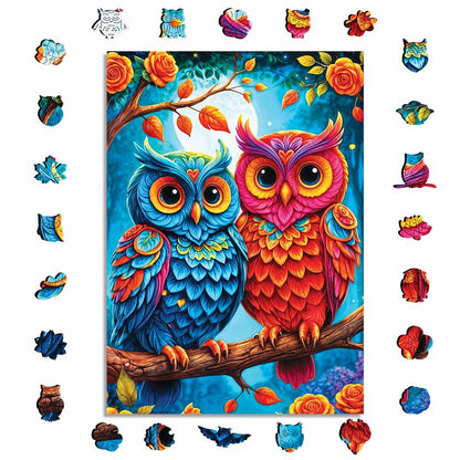 Moonlight Owls - Wooden Jigsaw Puzzle