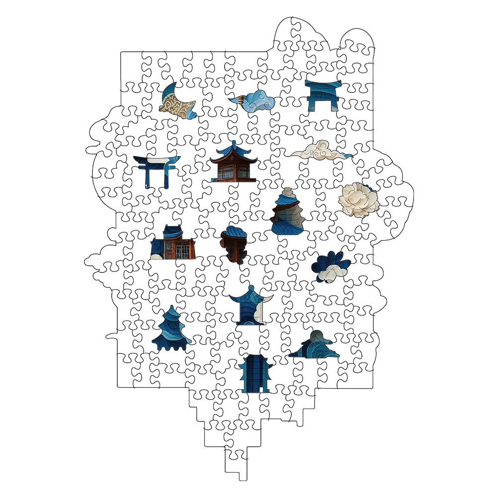 Blue Shrine - Wooden Jigsaw Puzzle
