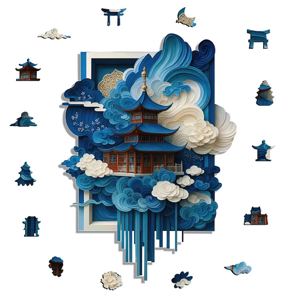 Blue Shrine - Wooden Jigsaw Puzzle