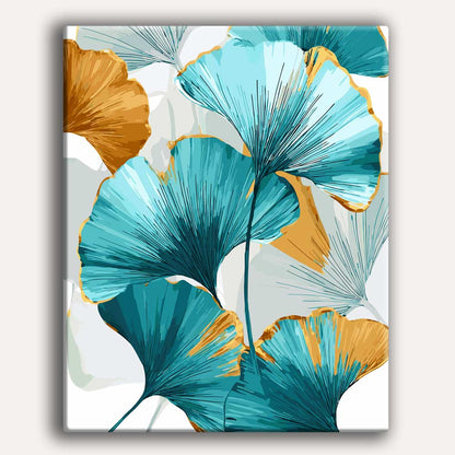 Painting By Numbers Kits 15.7" x 19.6" (40 x 50cm) Ginko Leave Art  - Paint By Numbers Kit