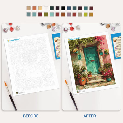 Painting By Numbers Kits 15.7" x 19.6" (40 x 50cm) Green Door - Paint By Numbers Kit