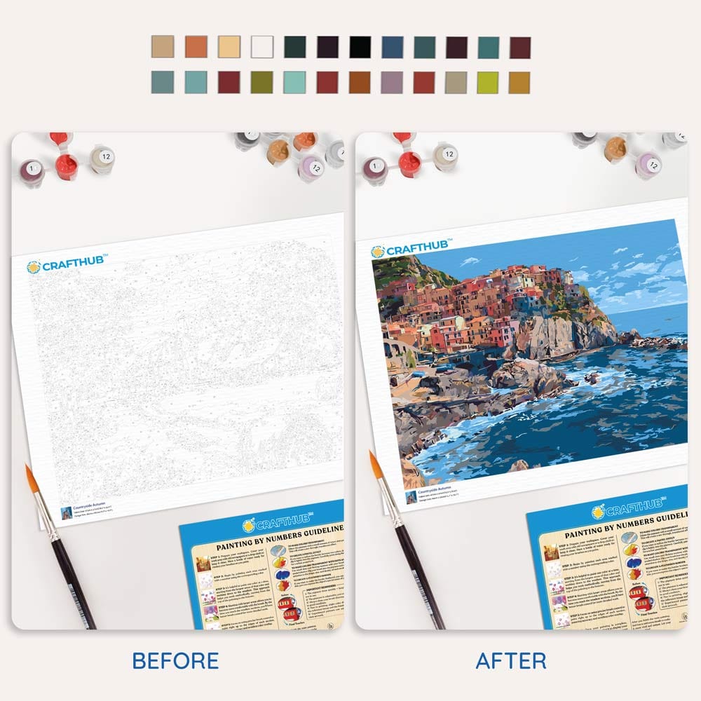 Painting By Numbers Kits 15.7" x 19.6" (40 x 50cm) Monterosso al Mare  - Paint By Numbers Kit