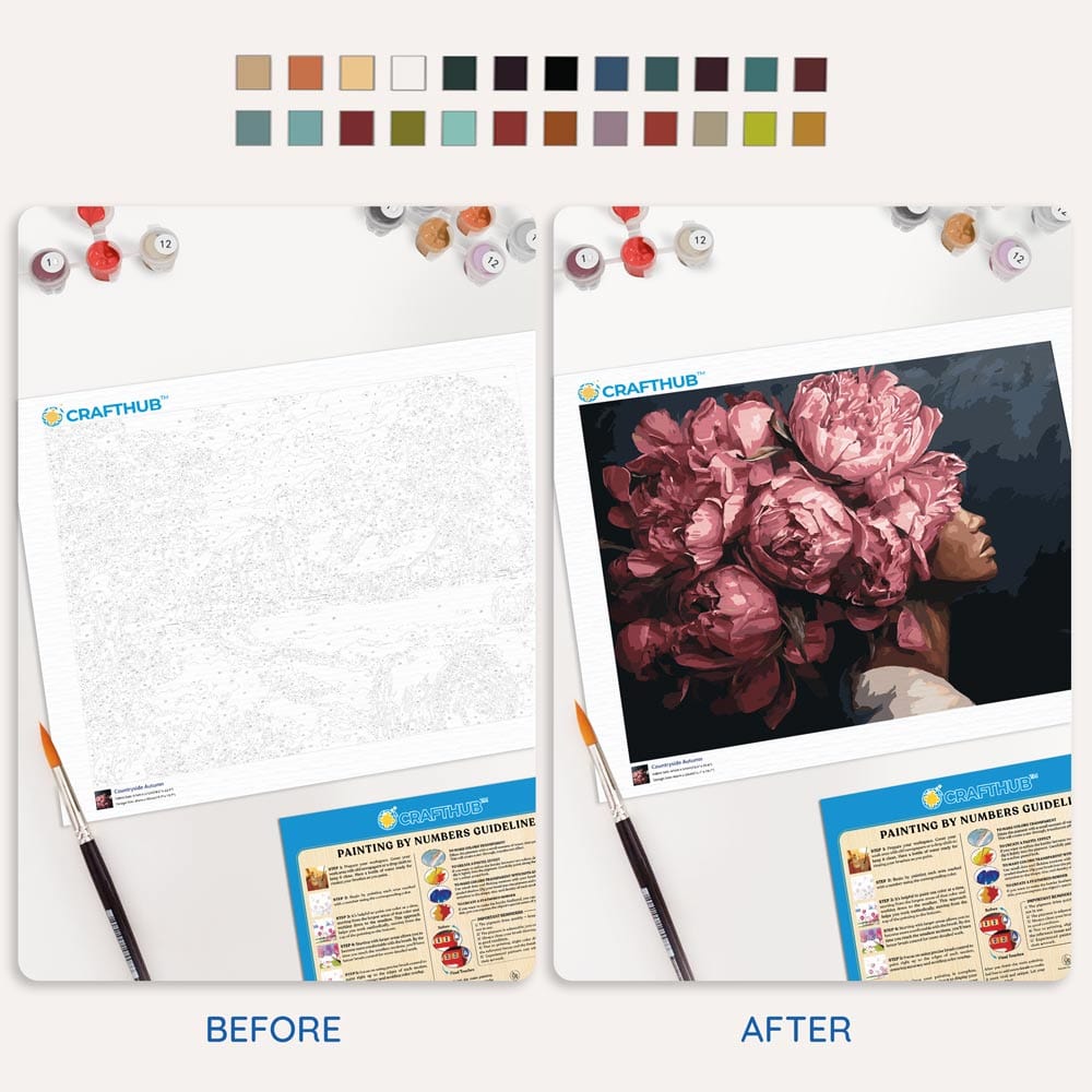 Painting By Numbers Kits 15.7" x 19.6" (40 x 50cm) Pink Peonies - Paint By Numbers Kit