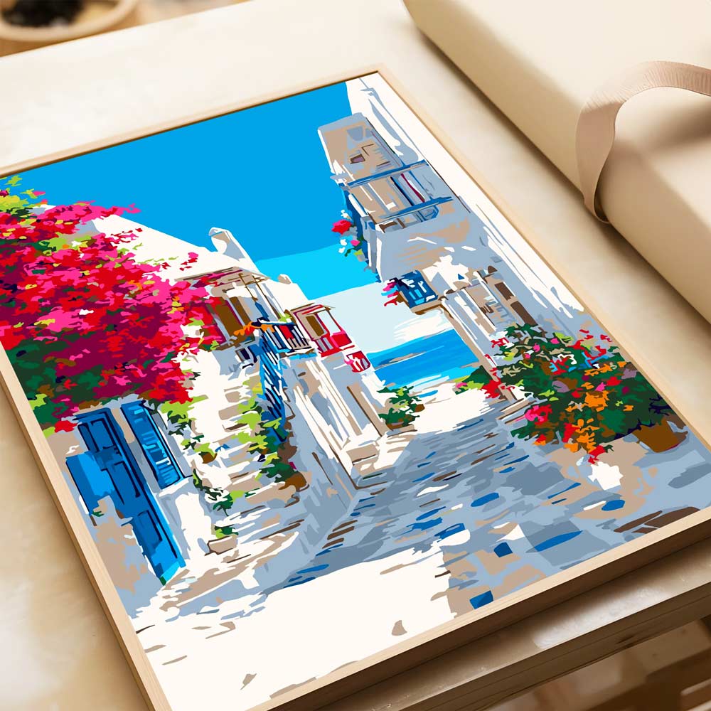 Painting By Numbers Kits 15.7" x 19.6" (40 x 50cm) Santorini Sea View - Paint By Numbers Kit