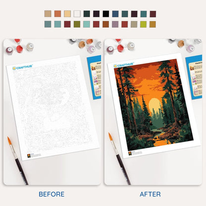 Painting By Numbers Kits 15.7" x 19.6" (40 x 50cm) Sunset in Valley - Paint By Numbers Kit