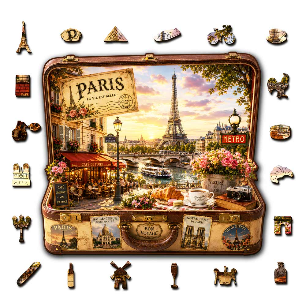 Paris Travel Case - Wooden Jigsaw Puzzle