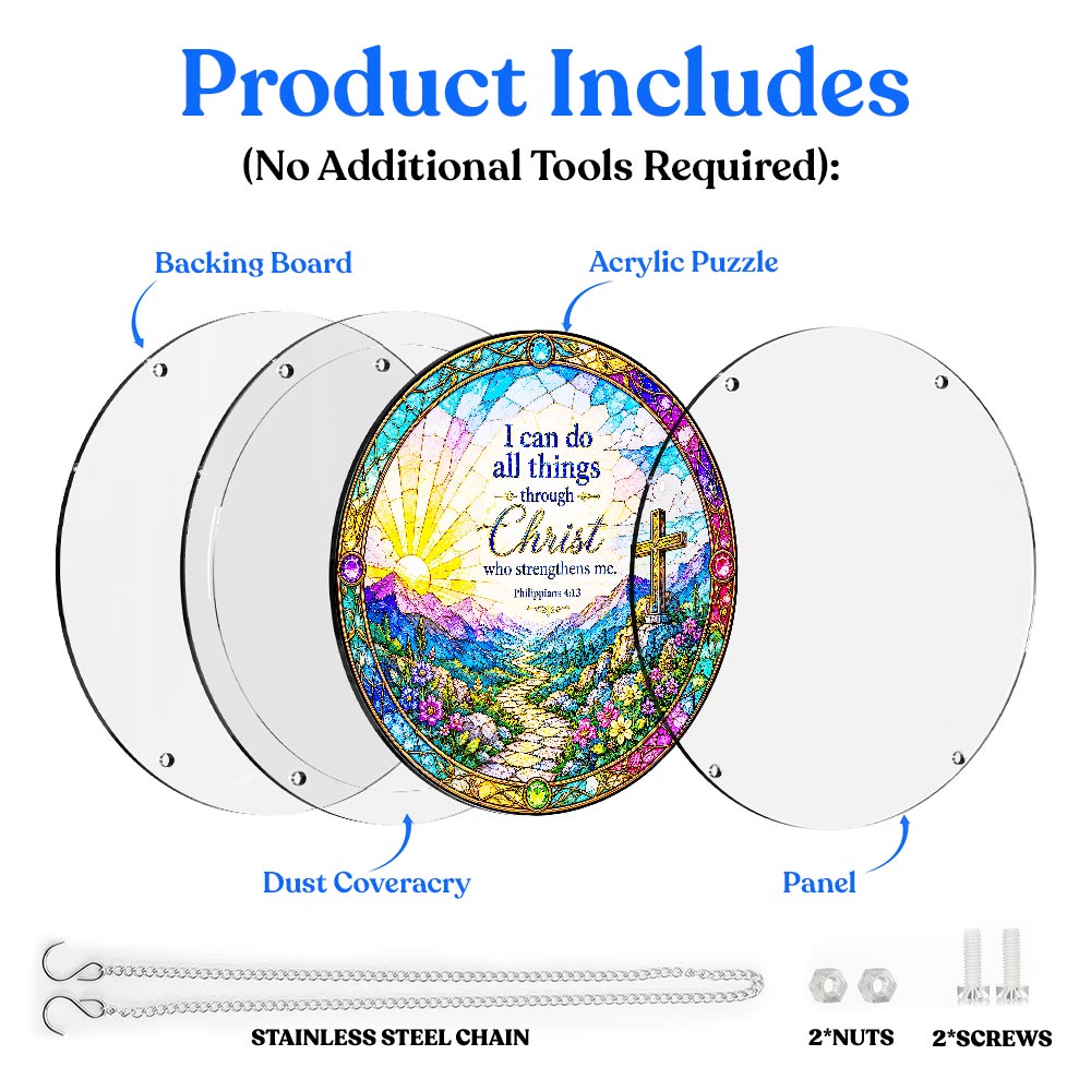 Acrylic Jigsaw Puzzle Suncatcher - Phillipians 4:13