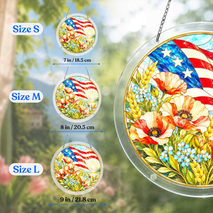 Acrylic Jigsaw Puzzle Suncatcher - Poppies and Old Glory