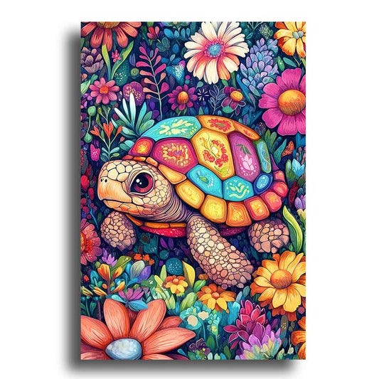 Turtle in Bloom - Wooden Jigsaw Puzzle