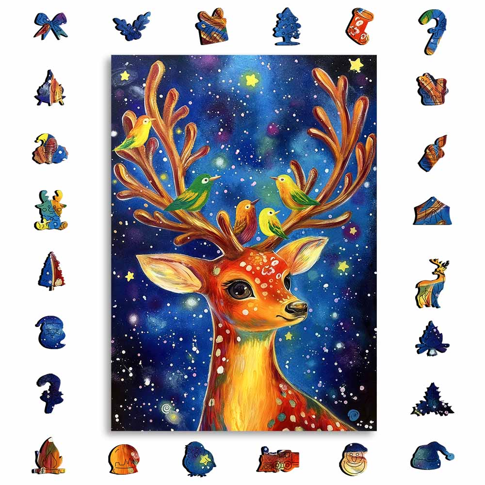 Starry Deer - Wooden Jigsaw Puzzle