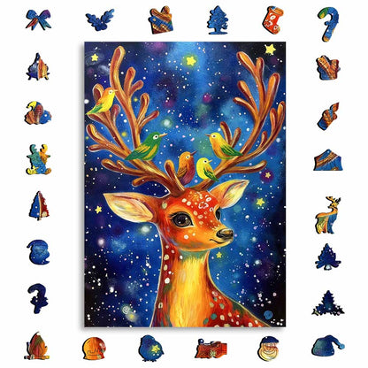 Starry Deer - Wooden Jigsaw Puzzle