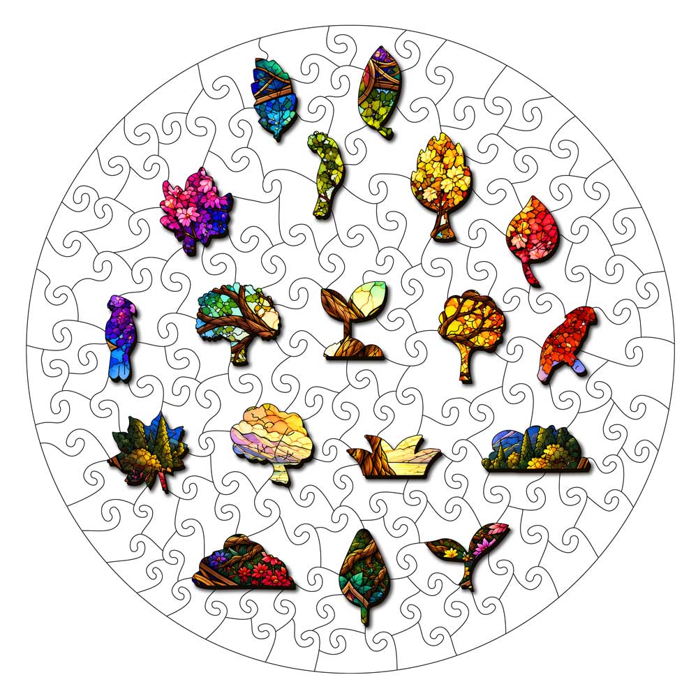 Radiant Tree - Stained Glass Jigsaw Puzzle